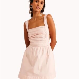 Free People Meet Me in Maui Mini Dress Summer Tie Back Light Pink Sz M NWT